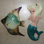 50s Vintage PY Fish Wall Plaque Pocket Figurine for Mermaid