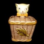 Vintage Tilso Mustard Kitty Cat Pixie Jar