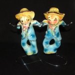 Vintage Scarecrow Salt & Pepper Shakers on Hanger