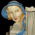 Rare Vintage Flapper Girl Head Vase w Blue Hat Rare Vintage Flapper Girl Head Vase w Blue Hat