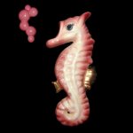 Vintage Ceramicraft PINK SEAHORSE Fish Wall Plaque for Mermaids