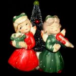 Mint RARE 1958 Vintage NAPCO CandyCane Angel Girl Bell Figurines