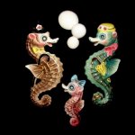 Vintage PY Inarco Seahorse Boy Girl & Baby Wall Plaque
