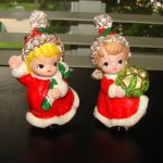 Vintage Boy Girl Christmas Figurines Ornaments