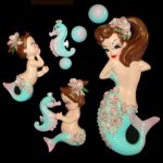 Cindy Sailor Valentine Mermaid, Babies & Seahorses Wall Plaque