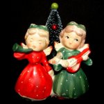 Vintage Commodore Christmas Angel Girl Candle Holders