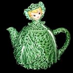 Vtg Lefton Cissy Cabbage Girl Teapot Sugar Jam Salt Pepper Set