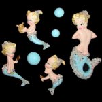 Stephany Mermaid Mom & 3 Babies in Joty Design Wall Plaque