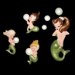 Cindy Mermaid Mom & 3 Bubble Baby Wall Plaques