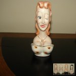 Vintage Davar Lady Figurine Snuffer/Trinket Box/Head Vase