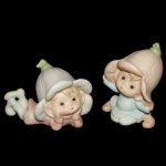 Vintage Pixie Boy & Girl with Flower Hats