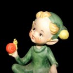 Vintage Lefton Porcelain Bisque Elf Holding Snail