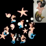 Cindy Sailor Valentine Mermaid Mom & 5 Babies Wall Plaque Set