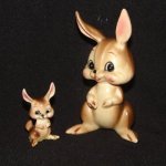 Vintage Josef Originals Brown Bunny and Baby