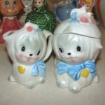 Vintage Lefton Toodles Dog Sugar Jar & Cream Pitcher